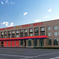Urban Fire Station Multi Story Building With Red Doors Light Colored Exterior And Windows