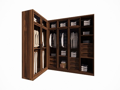 modern wooden glass door wardrobe 3d model