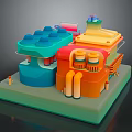 Electric Toy Featuring Colorful Modules Multiple Buttons Orange Pipes And Blue Platform Structure