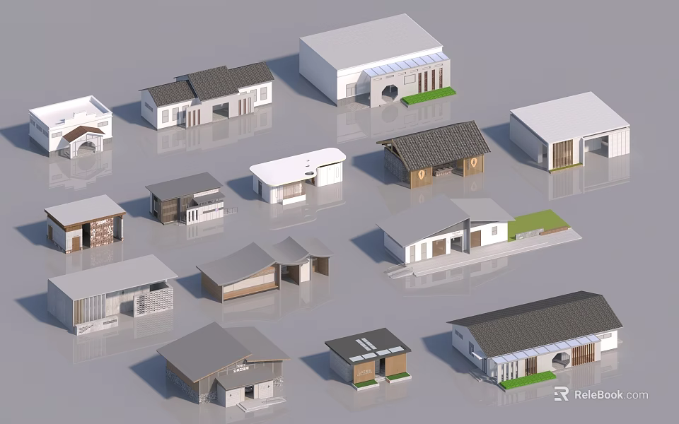 Various Unique Modern Outdoor Public Toilet Exterior Architectural Design 3D Model Collections 3d model 