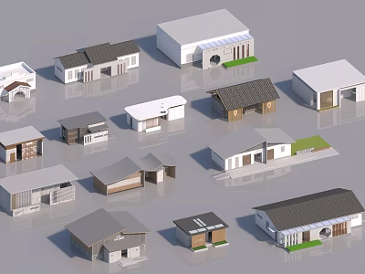 Various Unique Modern Outdoor Public Toilet Exterior Architectural Design 3D Model Collections 3d model