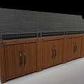 Wooden Display Shelf With Metal Frame And Multi Tiered Storage Cabinets