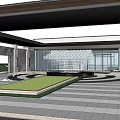 New Chinese Style Entrance Landscape Gallery Frame Linear Sick 3d model