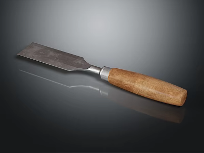 Professional Hardware Tool Putty Knife With Metal Blade And Wooden Handle 3d model