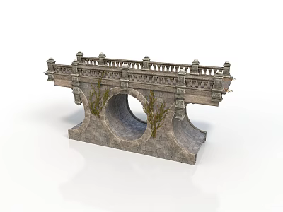 Intricate Stone Bridge Model With Arched Structure Ornate Railings And Decorative Details 3d model