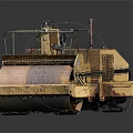 Old Yellow Construction Road Roller Equipment With Drum And Driver Seat 3d model