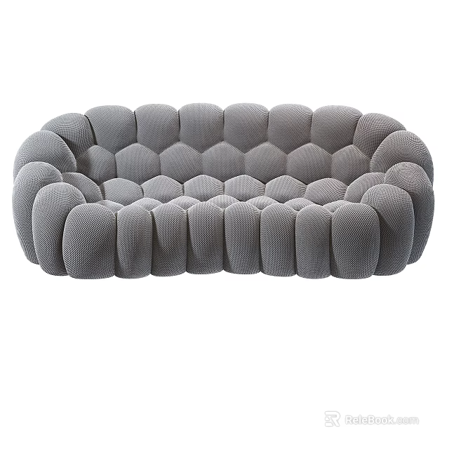 Gray Modern Unique Shape Sofa Featuring Modular Design And Textured Surface For Living Room 3d model