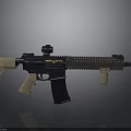 Modern Tactical Rifle with Black and Tan Finish Scope Rail System Grip and Stock Design
