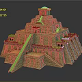 Pyramid Shaped Residential Building With Multi Level Structure Yellow Exterior And Blue Accents