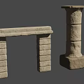 Collection Of Stone Architectural Elements Including Columns Arches Bricks And Slabs 3d model