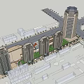 Modern High Rise Office Buildings With Urban Architecture And Landscaped Surroundings