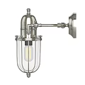 Industrial Style Silver Metal Wall Light With Adjustable Arm And Glass Shade