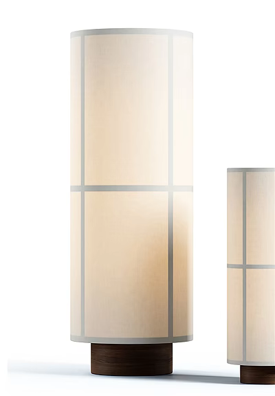 Elegant Beige Floor Lamp Featuring Gray Cross Lines And Cylindrical Design 3d model