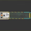Industrial Barge With Blue Green Hull Yellow Railings And Deck Equipment