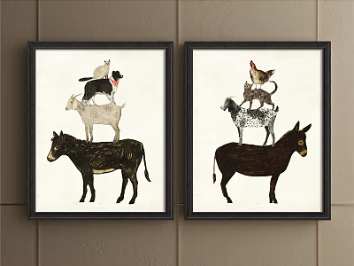 American Animal Painting Black and White Living Room Animal Donkey Decorative Painting 3d model