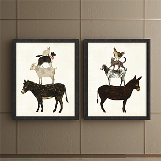 American Animal Painting Black and White Living Room Animal Donkey Decorative Painting 3d model