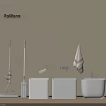 Poliform Bathroom Accessories With Beige Wall Mop Toilet Brush White Sinks And Towel Rail