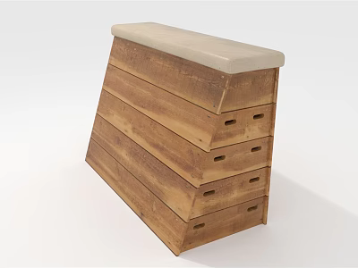 Wooden Storage Bench With Padded Top And Multiple Drawers For Sports Equipment 3d model