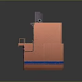 Cartoon Pink Building Scene With Small Shop Counter Platform Signboard And Decorations