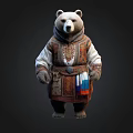 Ornate Bear Wearing Traditional Costume With Decorative Patterns And Colorful Sash