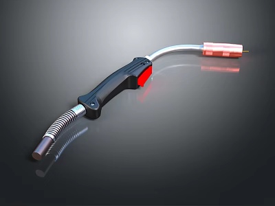 Modern Lighting Fixture Combination With Black Handle Red Accent And Silver Metal Tube 3d model