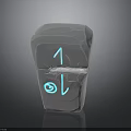 White Cracked Stone Sarcophagus With Blue Glowing Number One And Eye Symbols