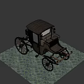 Vintage Wooden Horse Drawn Carriage With Spoked Wheels On Stone Pavement