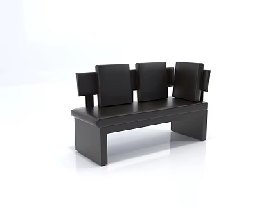 Black Three Seater Sofa With Modern Minimalist Design And Structured Backrest 3d model
