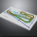 Track Layout Design With Colorful Path Lines And Floor Plan Elements 3d model