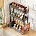 Practical Kitchen Cabinet With Multi Tier Shelf Organizing Spices Condiments And Kitchen Supplies 3d model