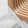 Public Bench with Wooden Slatted Seat and White Metal Legs in Modern Contemporary Design