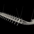 Intricate Dragon Boat Themed Wireframe Art Installation With Geometric Structure On Black Background