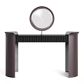 Modern Dressing Table Design With Round Mirror And Various Color Options 3d model