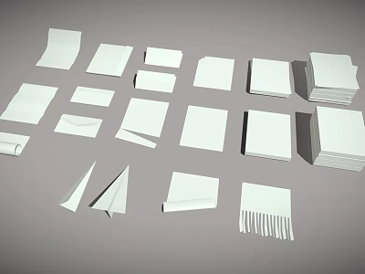 Assorted Paper Products With Folded Sheets Stacked Piles And Decorative Fringe Details 3d model