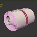Detailed Rolled Dollar Bills Sculpture Carving Tied With Red Band Decoration