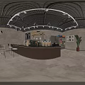Modern Café Interior With Wooden Counter Coffee Machines Menu Board Bar Stools And Beverage Fridge