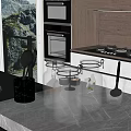 Modern Kitchen Countertop With Black Utensil Holder Glass Jars And Green Liquid Cup