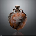 Terracotta Vase With Two Handles Orange White Textured Surface Round Body Small Base