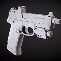 Tactical Pistol With Black Body Green Grip And Tactical Sight Suppressor Design