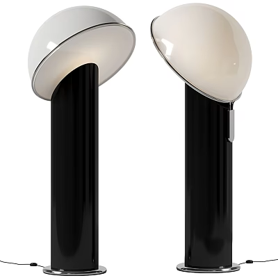 Modern Floor Lamp With White Shade And Black Stand Contemporary Design 3d model