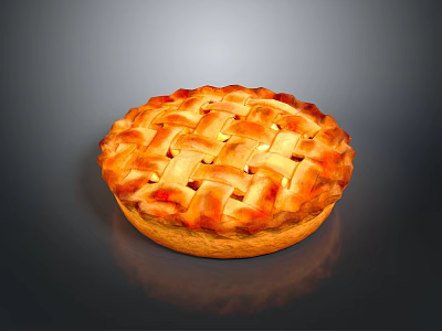 Delicious Freshly Baked Golden Brown Pie With Lattice Crust Topping 3d model