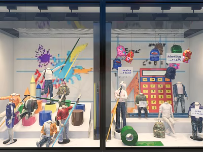 Modern Window Children's Clothing Window Display 3d model