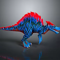 3D Dinosaur Model With Blue And Red Spiked Back And Detailed Texture 3d model