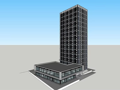 Modern Architectural Complex With Tall Building Low Rise Podium And Glass Windows Exterior 3d model