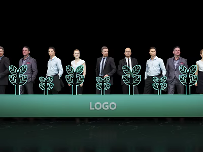 Commercial Equipment Display Stand With Team Green Tree Logo Design 3d model