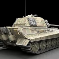 Military Tank With Camouflage Pattern Long Gun Barrel And Metal Tracks