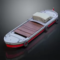 White And Red Boat With Wooden Deck And Cover