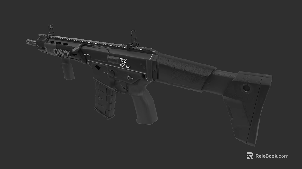 Modern Tactical Rifle With Rail System Magazine And Ergonomic Grip Design 3d model 