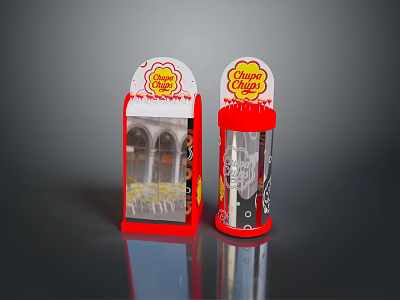 Cheese Whips Food Product In Red And White Packaging With Transparent Window 3d model
