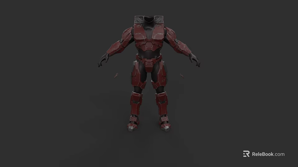 Sci Fi Game Movie Character Wearing Red And Black Mech Armor 3d model 